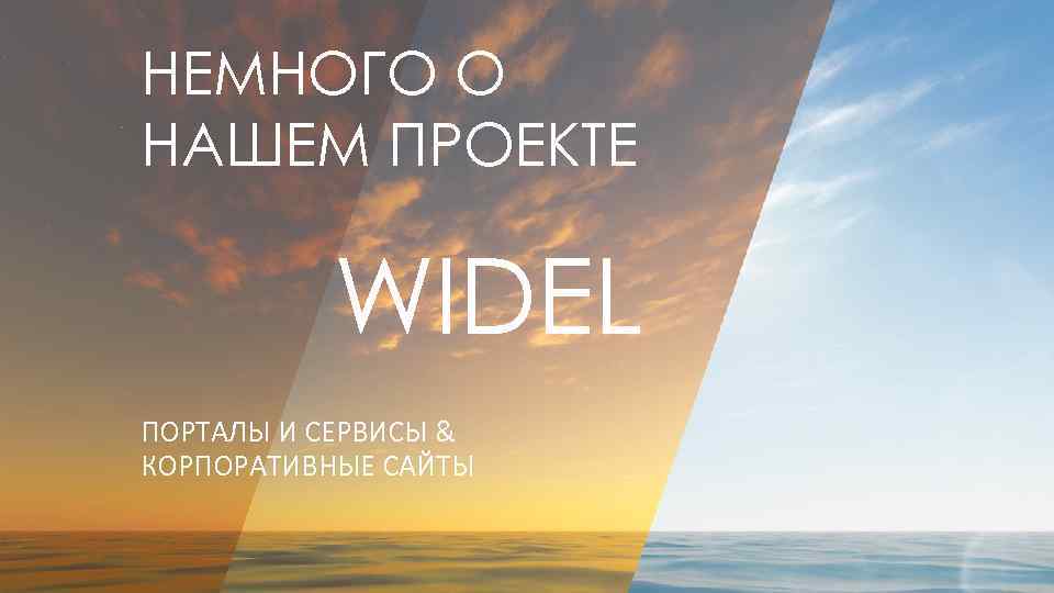 НЕМНОГО О НАШЕМ ПРОЕКТЕ WIDEL ПОРТАЛЫ И СЕРВИСЫ & КОРПОРАТИВНЫЕ САЙТЫ 