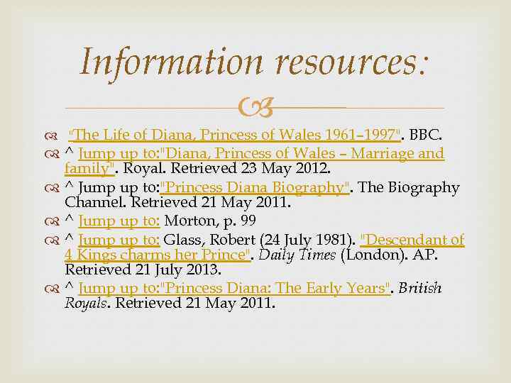Information resources: 