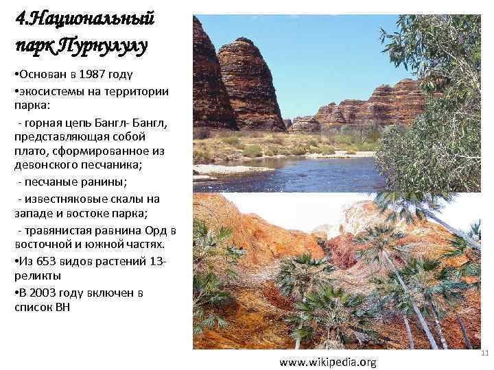 4. Национальный парк Пурнулулу • Основан в 1987 году • экосистемы на территории парка: