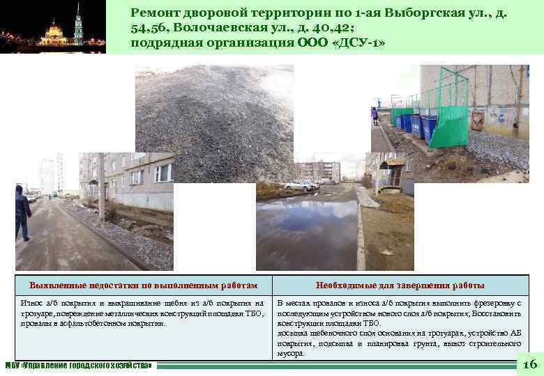 Ремонт дворовой территории по 1 -ая Выборгская ул. , д. 54, 56, Волочаевская ул.