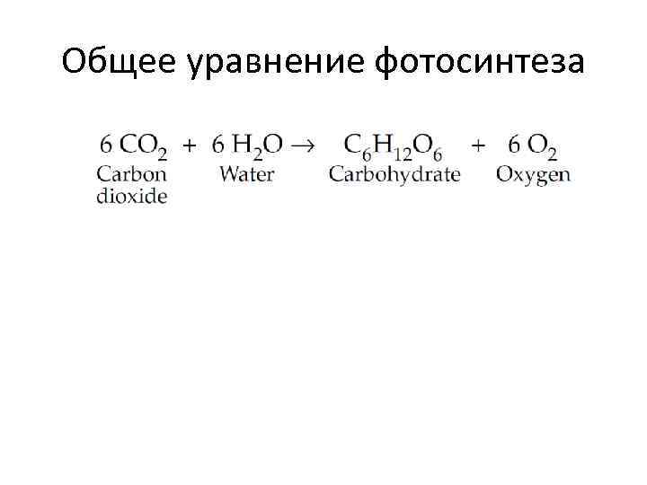 Общее уравнение фотосинтеза 