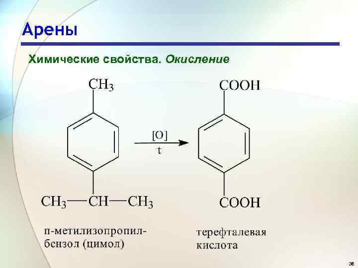 Арены Химические свойства. Окисление 36 