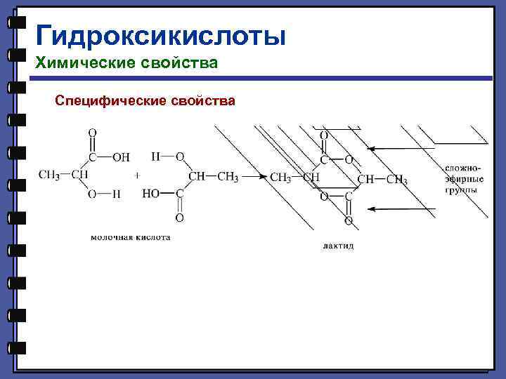 Гидроксикислоты Химические свойства Специфические свойства 