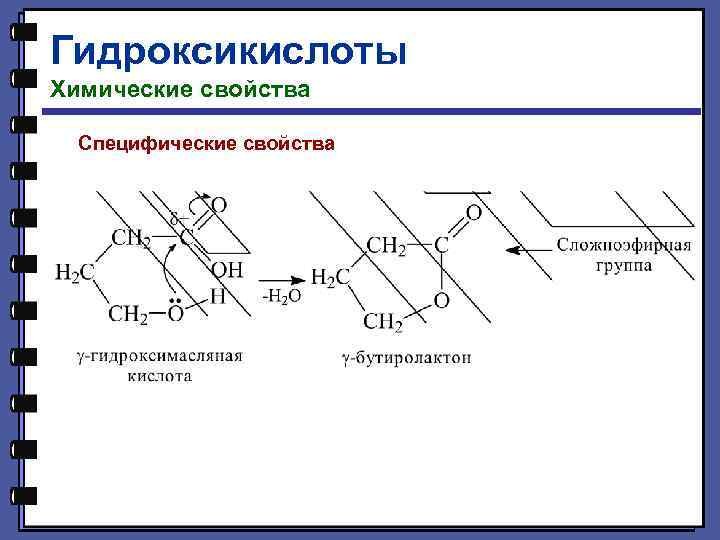 Гидроксикислоты Химические свойства Специфические свойства 