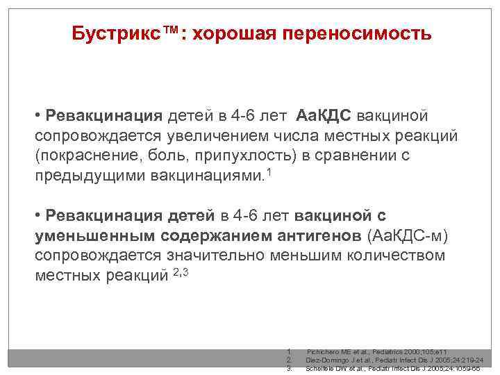 Бустрикс™: хорошая переносимость • Ревакцинация детей в 4 -6 лет Аа. КДС вакциной сопровождается