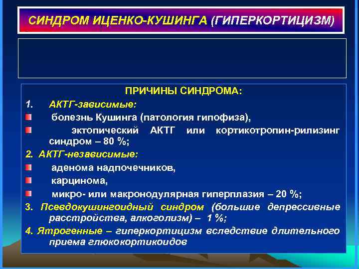 Схема этиологии и патогенеза болезни иценко кушинга