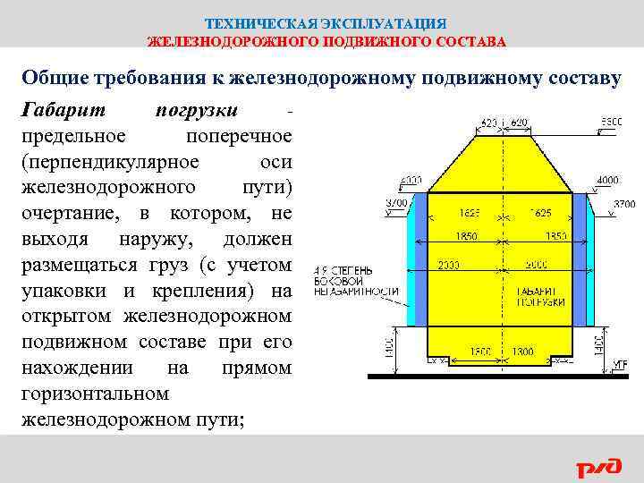 ТЕХНИЧЕСКАЯ ЭКСПЛУАТАЦИЯ ЖЕЛЕЗНОДОРОЖНОГО ПОДВИЖНОГО СОСТАВА Общие требования к железнодорожному подвижному составу Габарит погрузки -