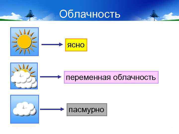 Облачность ясно переменная облачность пасмурно 