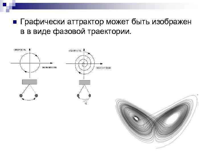 n Графически аттрактор может быть изображен в в виде фазовой траектории. 