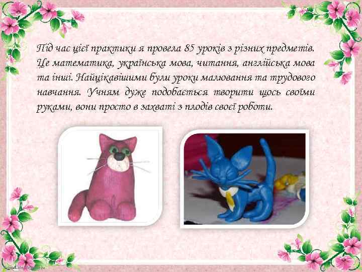 Під час цієї практики я провела 85 уроків з різних предметів. Це математика, українська