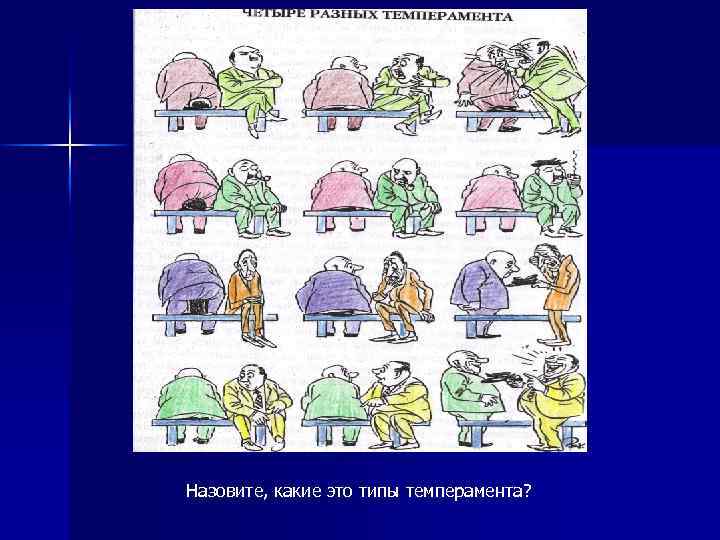 Назовите, какие это типы темперамента? 