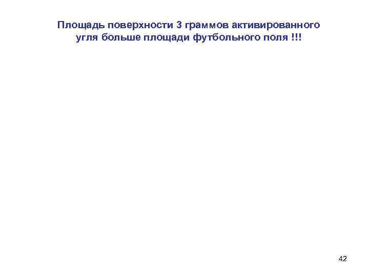 Площадь поверхности 3 граммов активированного угля больше площади футбольного поля !!! 42 