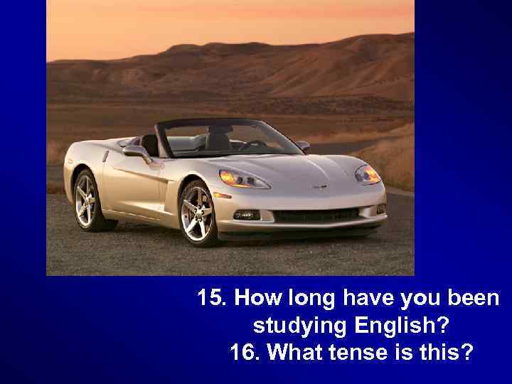 15. How long have you been studying English? 16. What tense is this? 