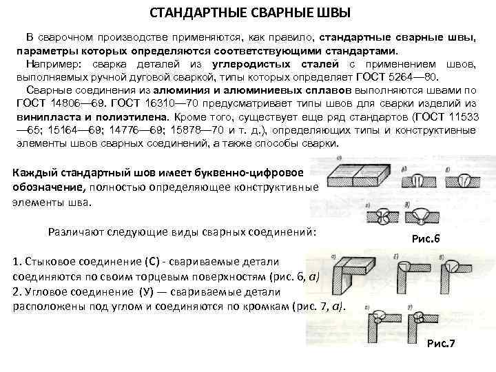 СТАНДАРТНЫЕ СВАРНЫЕ ШВЫ В сварочном производстве применяются, как правило, стандартные сварные швы, параметры которых