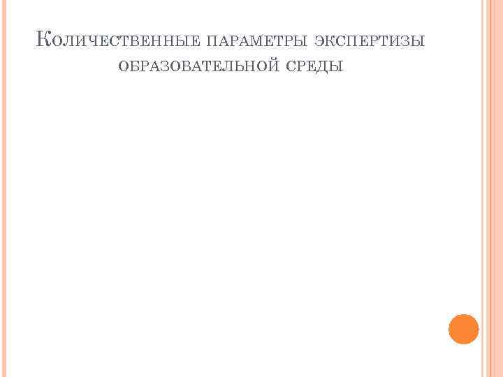 КОЛИЧЕСТВЕННЫЕ ПАРАМЕТРЫ ЭКСПЕРТИЗЫ ОБРАЗОВАТЕЛЬНОЙ СРЕДЫ 