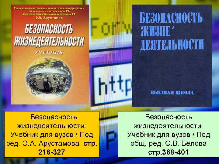 Безопасность жизнедеятельности: Учебник для вузов / Под ред. Э. А. Арустамова стр. 216 -327