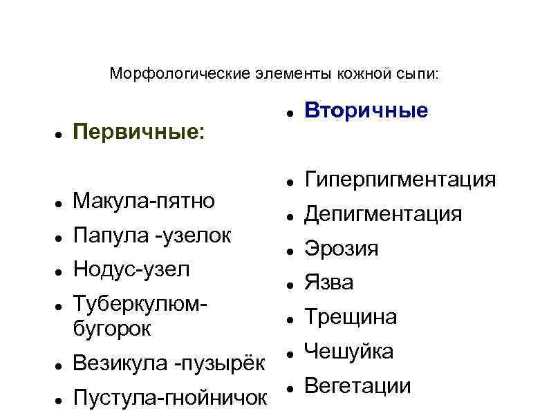 Перечислите вторичного