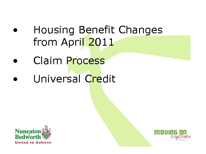  • Housing Benefit Changes from April 2011 • Claim Process • Universal Credit