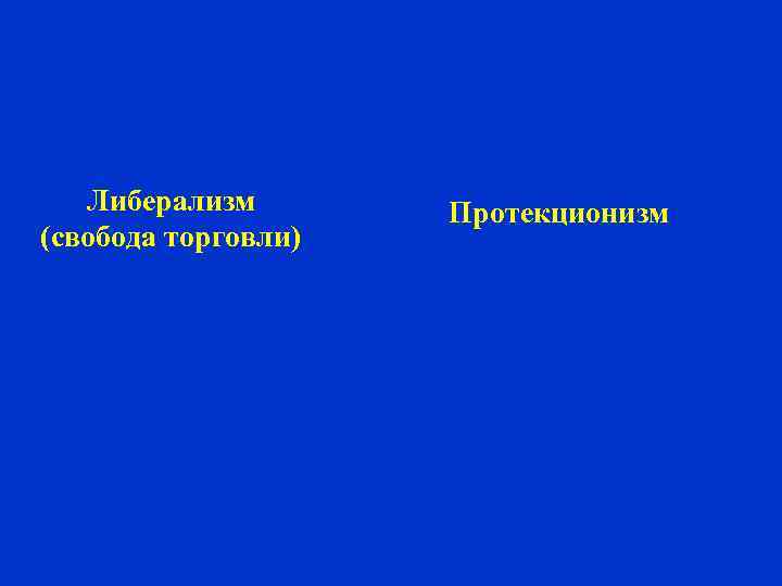 Либерализм (свобода торговли) Протекционизм 