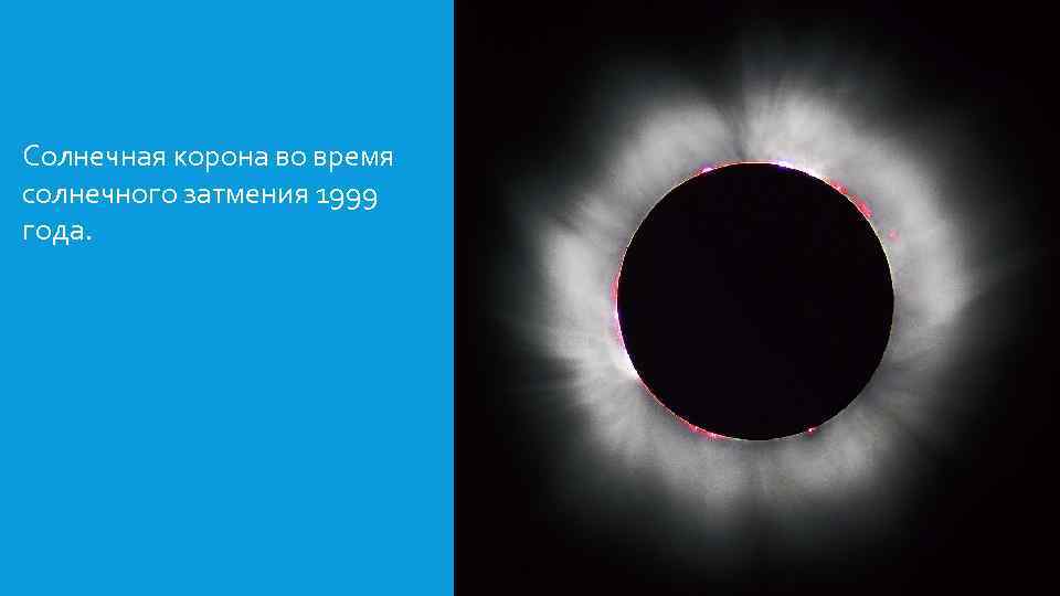 Солнечная корона во время солнечного затмения 1999 года. 