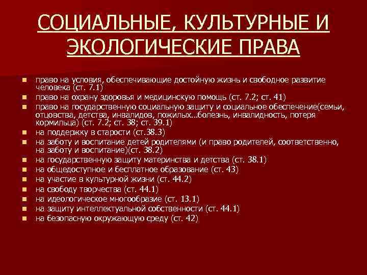 Презентация социальные и культурные права и