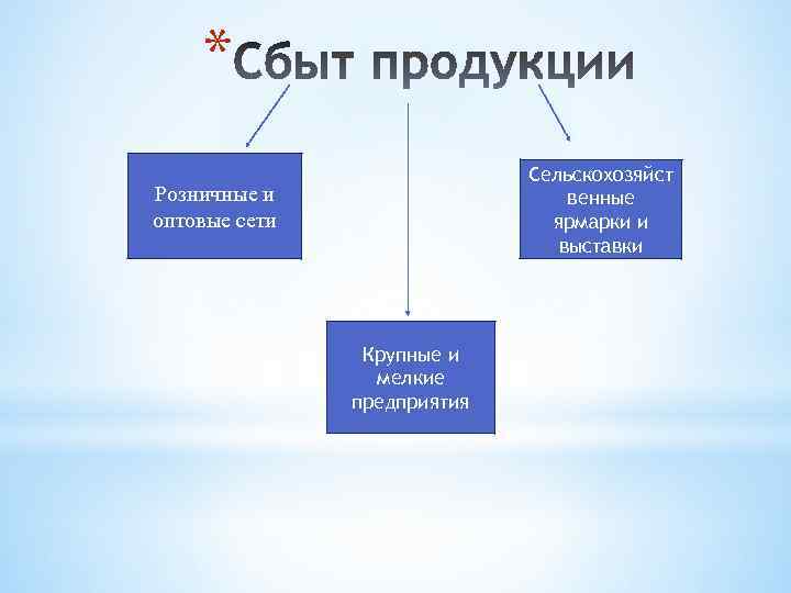 * Сельскохозяйст венные ярмарки и выставки Розничные и оптовые сети Крупные и мелкие предприятия
