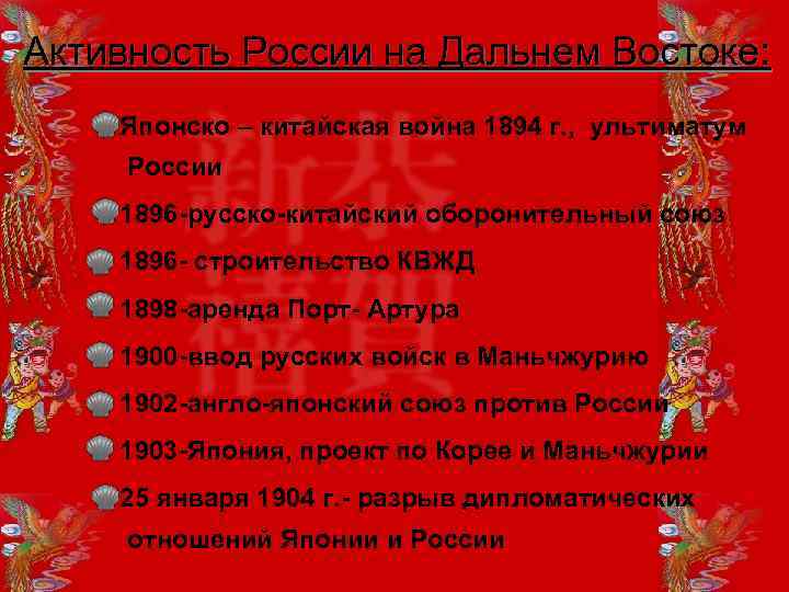 Активность России на Дальнем Востоке: Японско – китайская война 1894 г. , ультиматум России