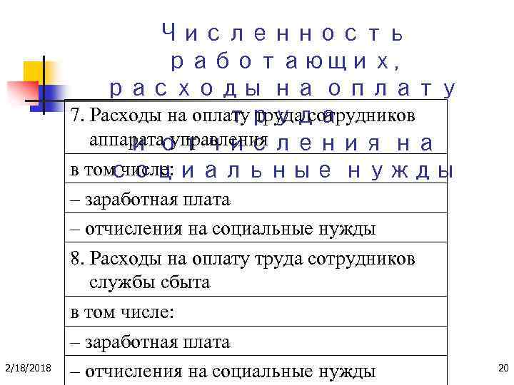 Численность работающих, расходы на оплату 7. Расходы на оплату труда сотрудников труда аппарата управления