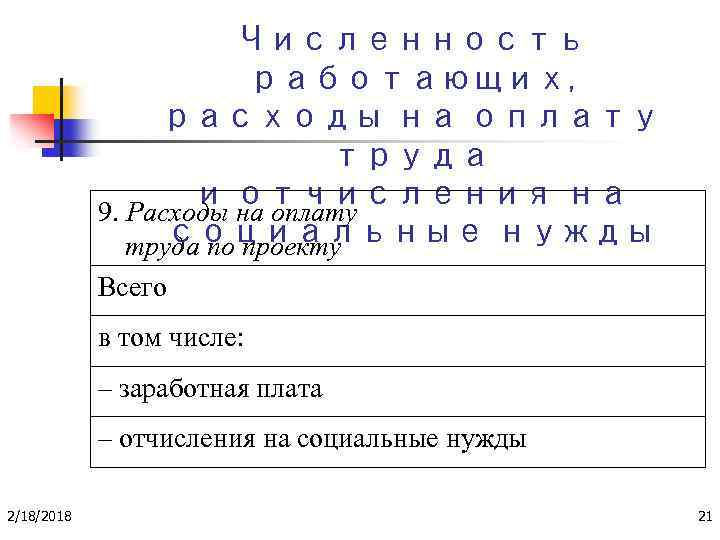 Численность работающих, расходы на оплату труда и отчисления на 9. Расходы на оплату социальные