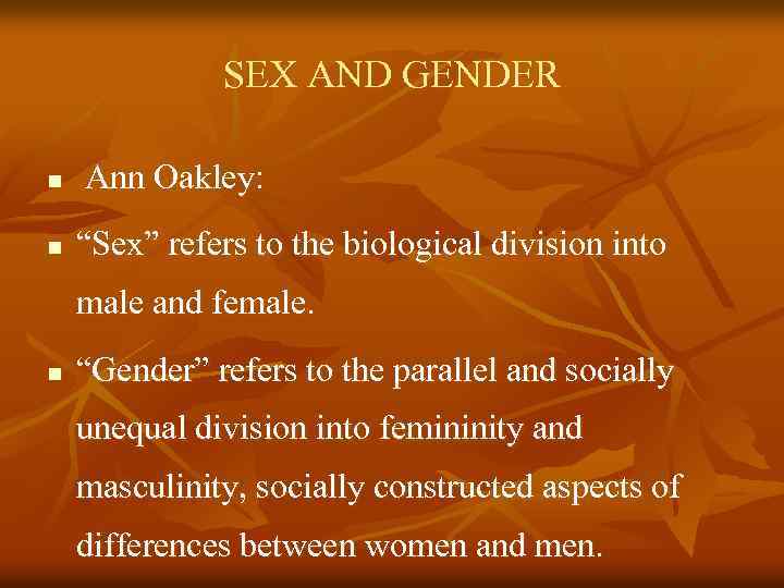 Gender Order Sex And Gender N N 