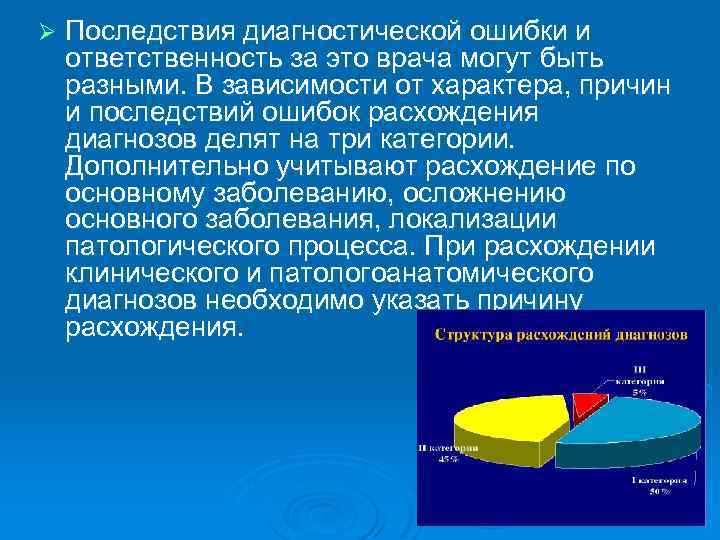 Ø Последствия диагностической ошибки и ответственность за это врача могут быть разными. В зависимости