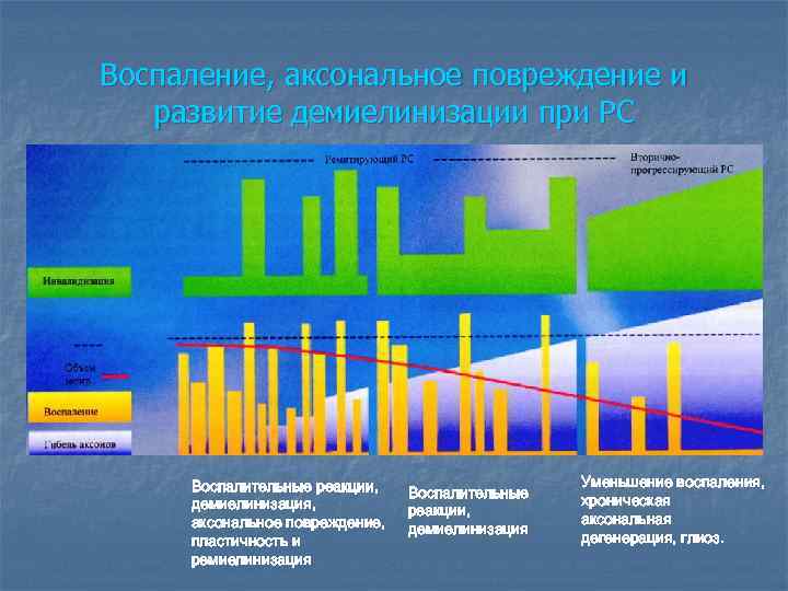 Воспаление, аксональное повреждение и развитие демиелинизации при РС Воспалительные реакции, демиелинизация, аксональное повреждение, пластичность
