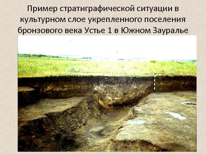 Пример стратиграфической ситуации в культурном слое укрепленного поселения бронзового века Устье 1 в Южном