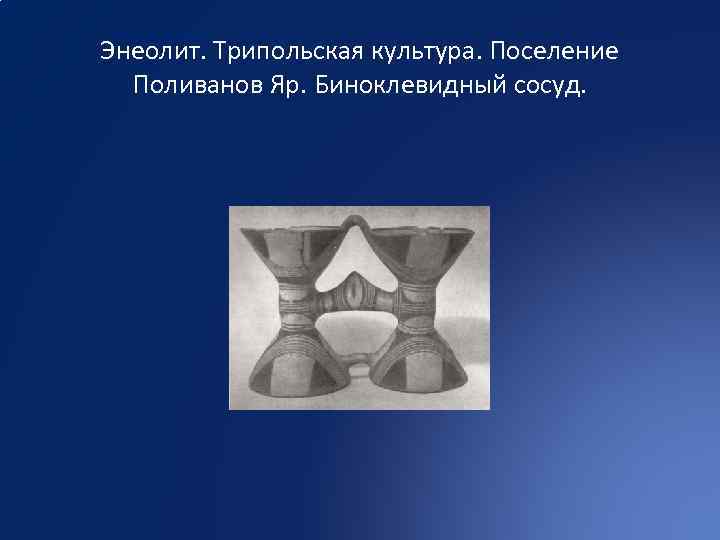 Энеолит. Трипольская культура. Поселение Поливанов Яр. Биноклевидный сосуд. 