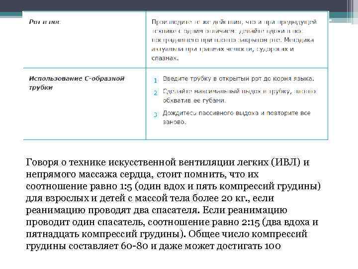 Говоря о технике искусственной вентиляции легких (ИВЛ) и непрямого массажа сердца, стоит помнить, что