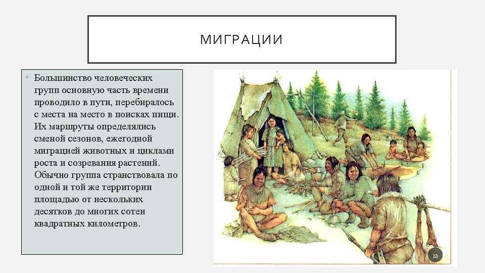 МИГРАЦИИ • Большинство человеческих групп основную часть времени проводило в пути, перебиралось с места