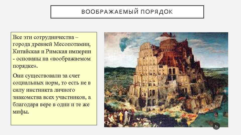 ВООБРАЖАЕМЫЙ ПОРЯДОК Все эти сотрудничества – города древней Месопотамии, Китайская и Римская империи основаны