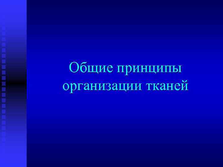 Общие принципы организации тканей 