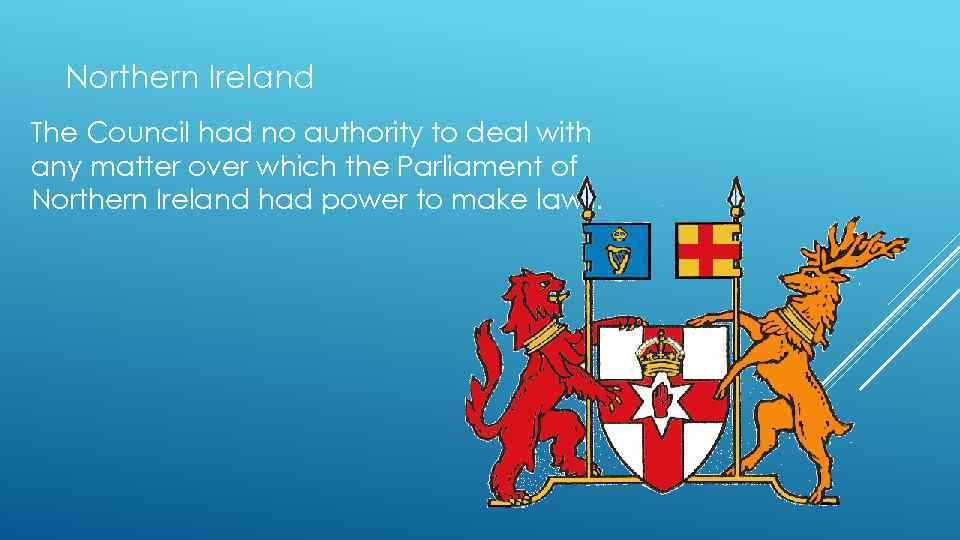 Northern Ireland The Council had no authority to deal with any matter over which