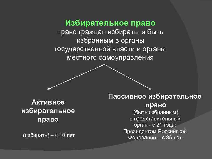 Избирательное право граждан избирать и быть избранным в органы государственной власти и органы местного