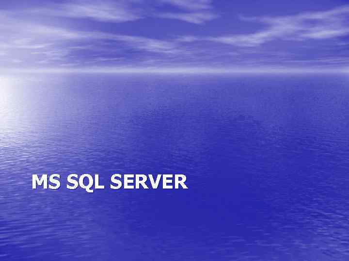 MS SQL SERVER 