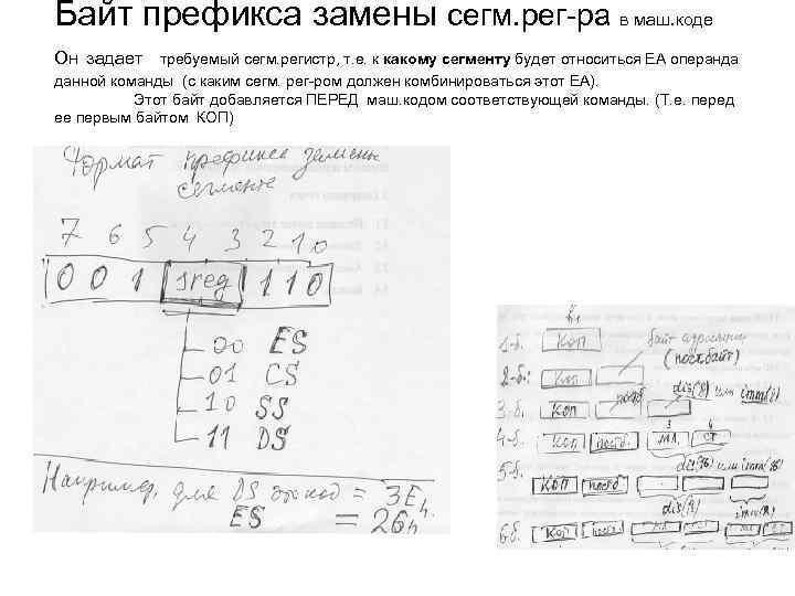 Байт префикса замены сегм. рег-ра в маш. коде Он задает требуемый сегм. регистр, т.