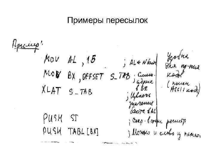 Примеры пересылок 