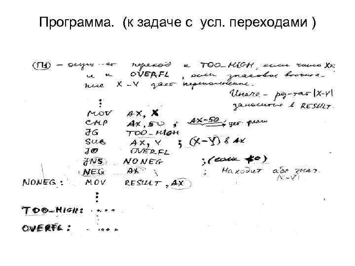 Программа. (к задаче с усл. переходами ) 