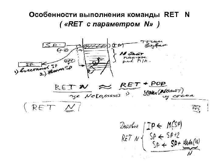 Особенности выполнения команды RET N ( «RET с параметром N» ) 