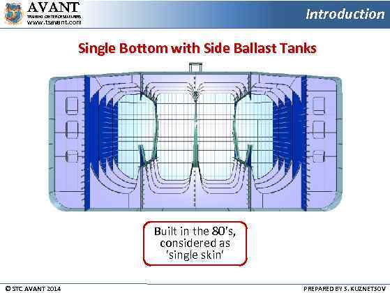 AVANT Introduction TRAINING CENTER OF SEAFARERS www. tsavant. com Single Bottom with Side Ballast