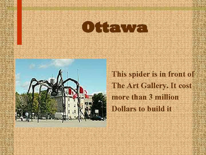 Ottawa This spider is in front of The Art Gallery. It cost more than