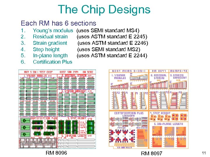 The Chip Designs Each RM has 6 sections 1. 2. 3. 4. 5. 6.