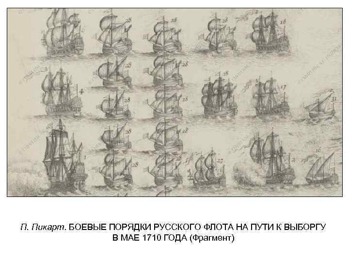 П. Пикарт. БОЕВЫЕ ПОРЯДКИ РУССКОГО ФЛОТА НА ПУТИ К ВЫБОРГУ В МАЕ 1710 ГОДА