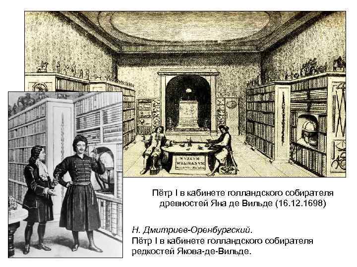 Пётр I в кабинете голландского собирателя древностей Яна де Вильде (16. 12. 1698) Н.